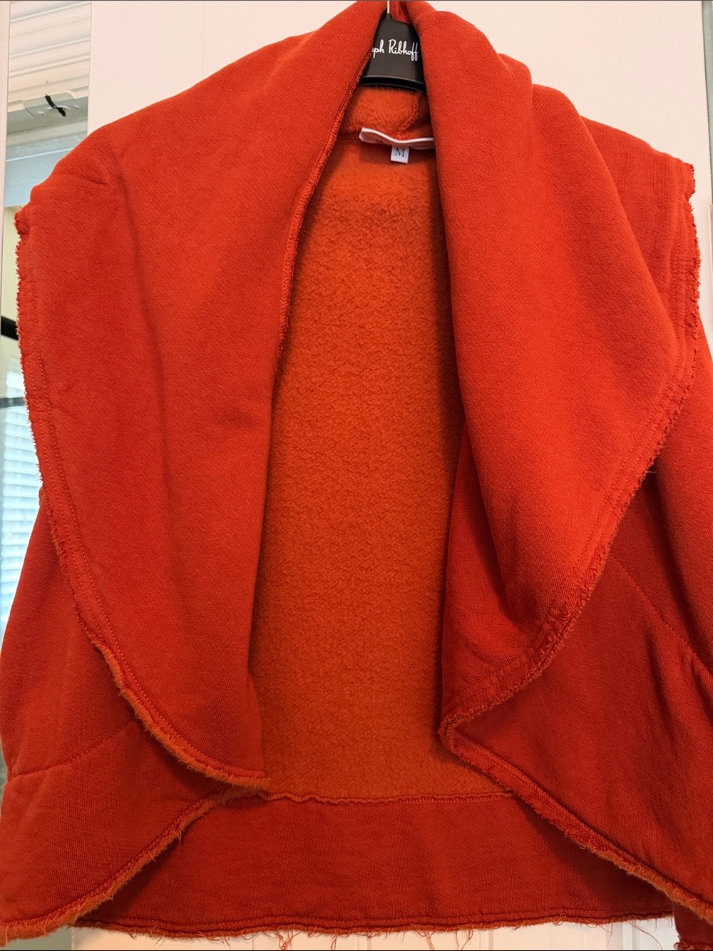 bryn Walker Draped Open-Front Cape in Vibrant Orange